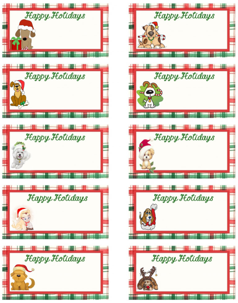Printable Dog Themed Christmas Gift Tags
