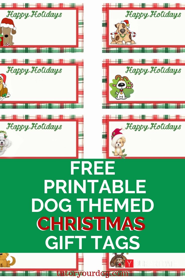 Grab these free printable dog Christmas gift tags.  All of the dog lovers on your list will love these cute dog themed Christmas tags.  Click through to download.