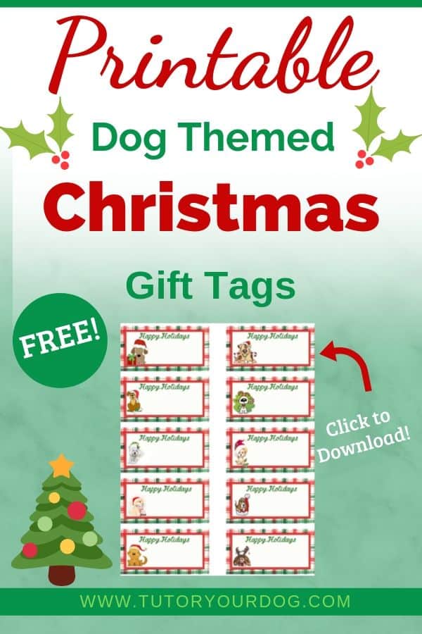 Free printable dog themed Christmas gift tags.  Download these cute dog themed Christmas gift tags to put the finishing touches on your holiday gifts. Click through to download.  